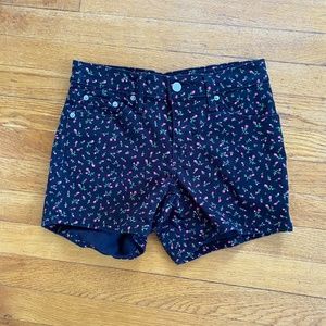 Levi's Floral and Black Denim Shorts